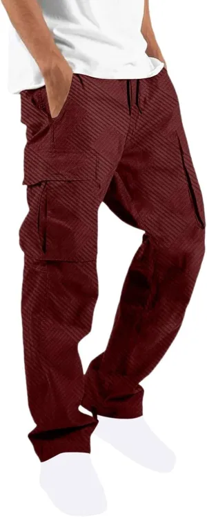 Men's Cargo Pants Lightweight Relaxed Fit Outdoor Sweatpants Hiking Joggers Classic Fit Multi Pockets Fashion Trousers