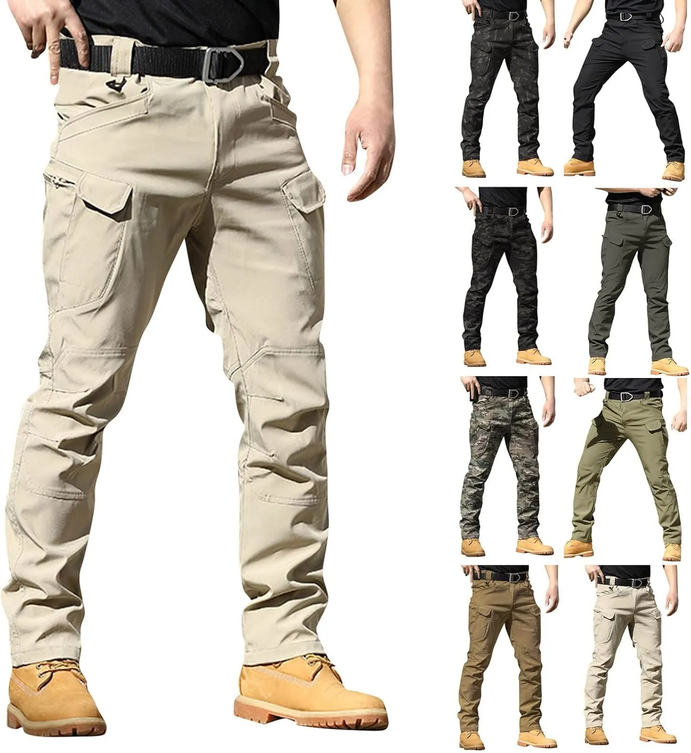 Mens Cargo Pants Relaxed Fit Classic Stretch Tactical Hiking Pants Ripstop Camping Camouflage Lightweight Work Pants