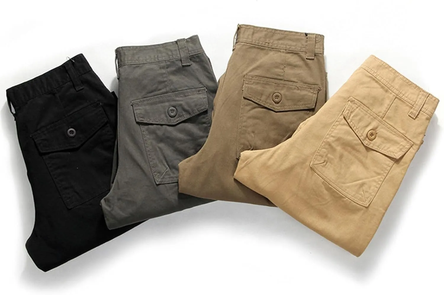 Mens Cargo Pants Relaxed Fit Straight Leg Multi Pocket Tactical Hiking Work Trousers Premium Twill Cotton Chino Pants