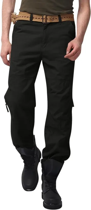 Mens Cargo Pants Relaxed Fit Straight Leg Multi Pocket Tactical Hiking Work Trousers Premium Twill Cotton Chino Pants