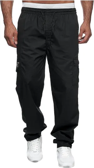 Men's Cargo Pants Stretch WaistMultiple Pockets Baggy PantsElastic Waist Baggy Cargo Pants Fashion Trousers
