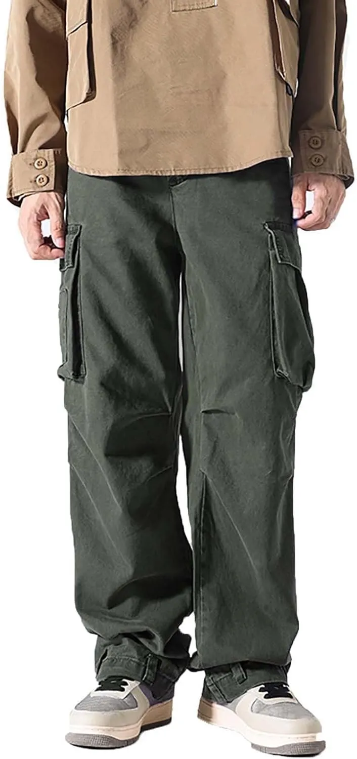 Men's Cargo Pants with Flap Pockets Hiking Sweatpants Casual Athletic Jogger Sports Outdoor Trousers Relaxed Fit