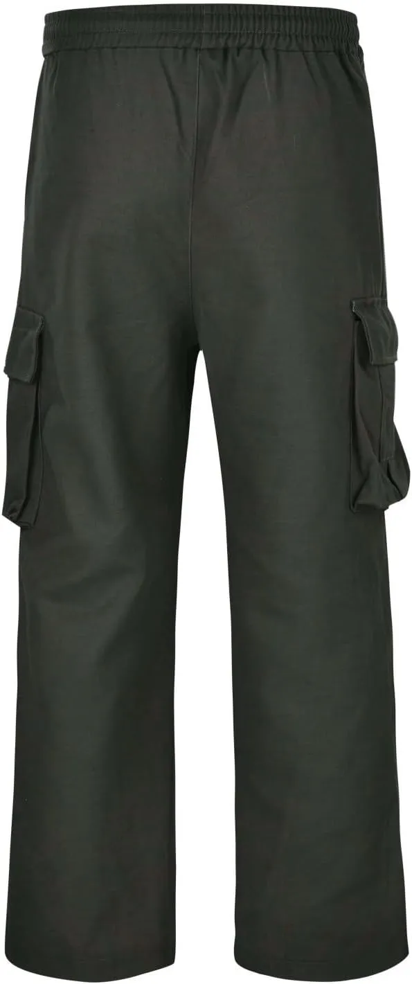Men's Cargo Pants with Flap Pockets Hiking Sweatpants Casual Athletic Jogger Sports Outdoor Trousers Relaxed Fit