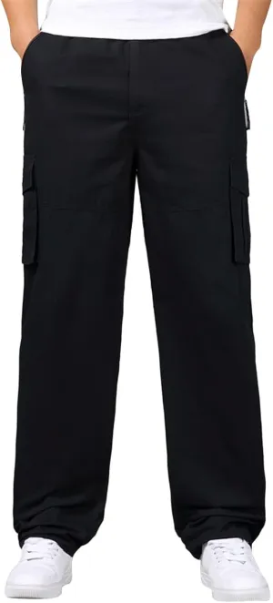 Mens Cargo Work Pants Cotton Plus Size Elastic Waist Straight Leg Tactical Pants Multi-Pocket Outdoor Hiking Pant