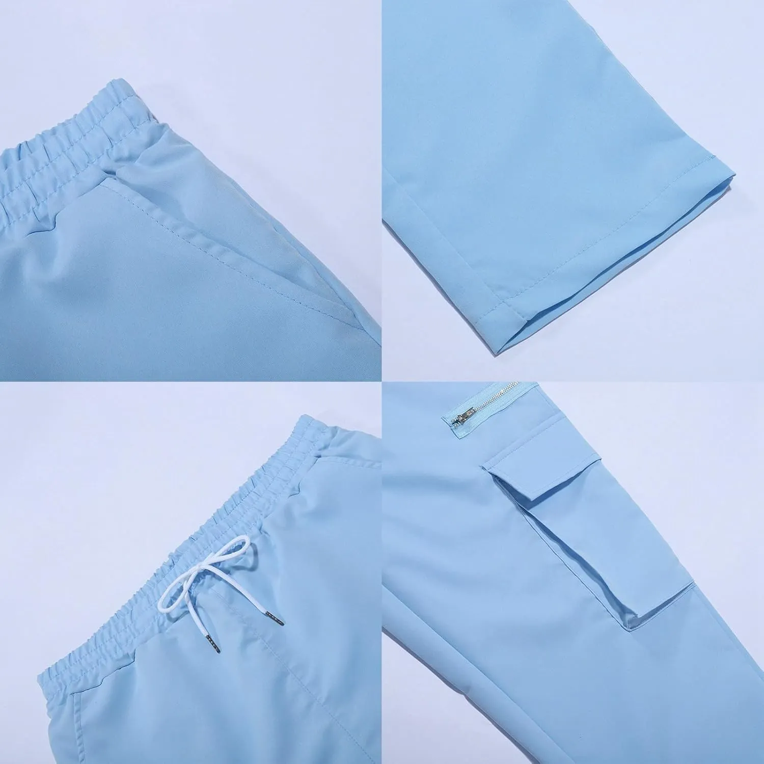 Men's Casual Cargo Joggers Pants Lightweight Quick Dry Drawstring Sweatpants Multi-Pockets Outdoor Hiking Trousers