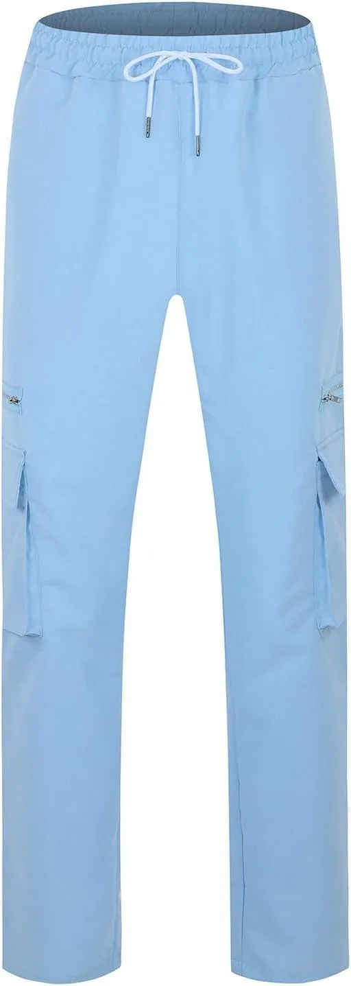 Men's Casual Cargo Joggers Pants Lightweight Quick Dry Drawstring Sweatpants Multi-Pockets Outdoor Hiking Trousers