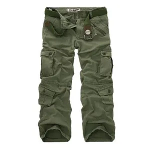 Men's Casual Cargo Pant Military Army Camo Pant Combat Work Pant Tactical Hiking Pants Trousers with 8 Pockets(No Belt) (38,Military Green 1)