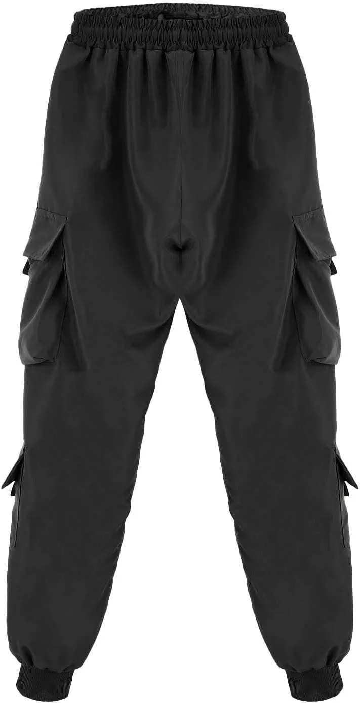 Mens Casual Jogger Pants Active Streetwear Elastic Waist Drawstring Hip Hop Cargo Pants with Multi Pockets