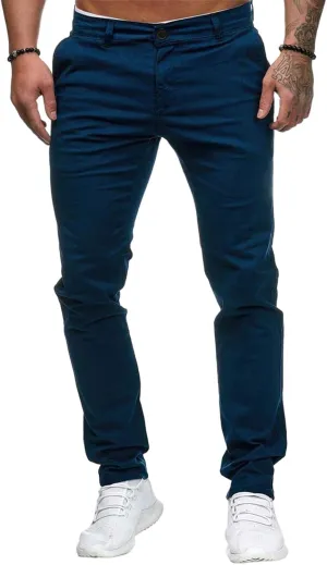 Mens Chinos Casual Pants Skinny Fit Stretch Flat Front Flex Waist Dress Pant Lightweight Comfort Straight Dress Slacks