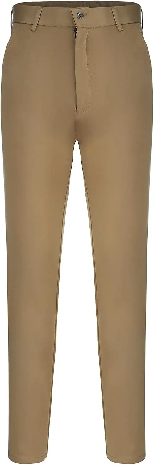 Mens Chinos Pants,Slim Fit Skinny Stretch Dress Pants Straight Leg Zipper Button Business Classic Dress Trousers