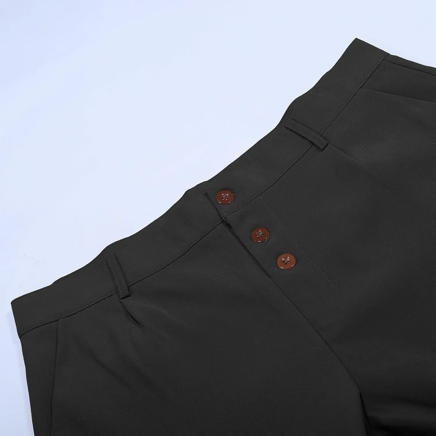 Mens Dress Pants Wide Leg Pleat Front Suit Pants High Waisted Button Zipper Fly Trousers Comfy Business Work Clothes