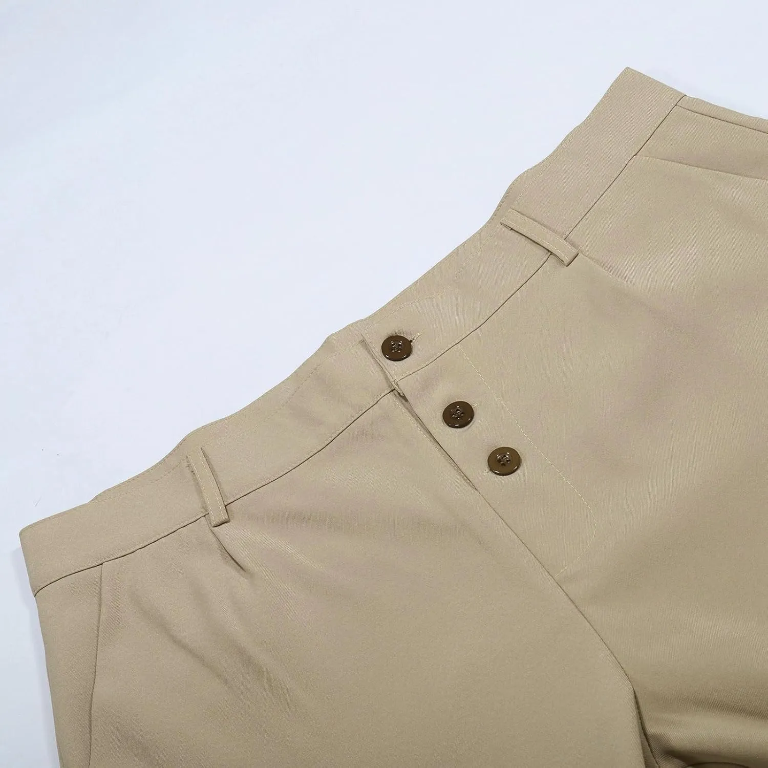 Mens Dress Pants Wide Leg Pleat Front Suit Pants High Waisted Button Zipper Fly Trousers Comfy Business Work Clothes