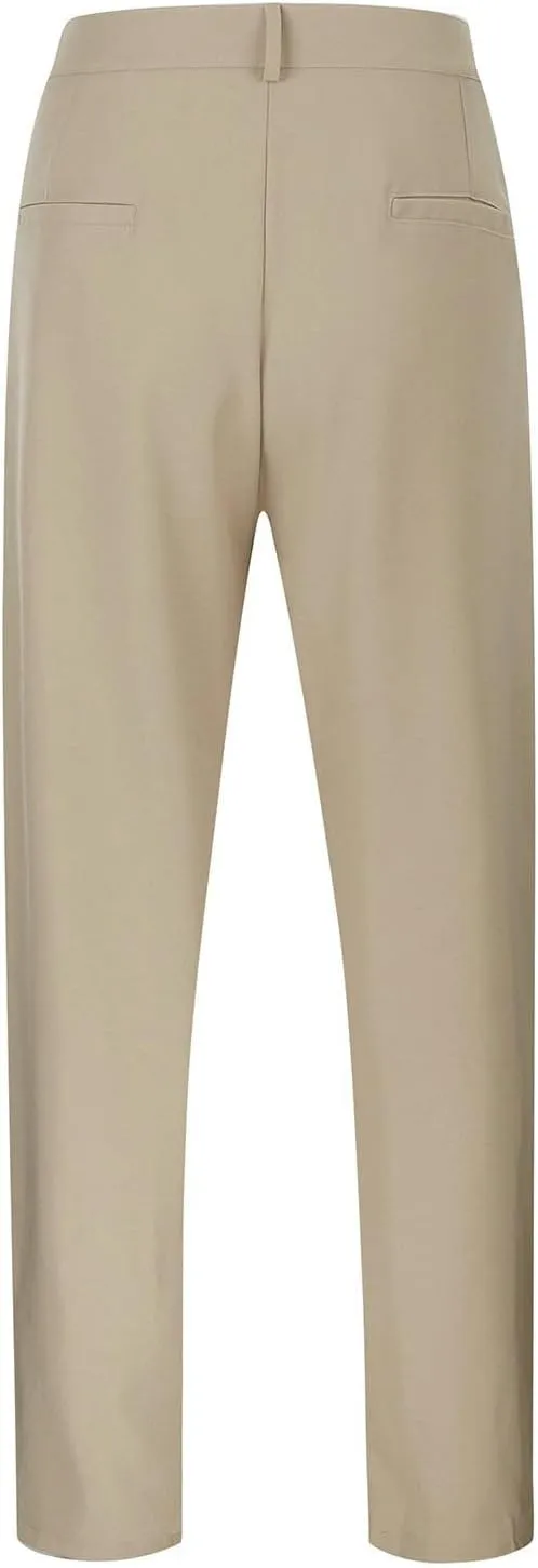 Mens Dress Pants Wide Leg Pleat Front Suit Pants High Waisted Button Zipper Fly Trousers Comfy Business Work Clothes
