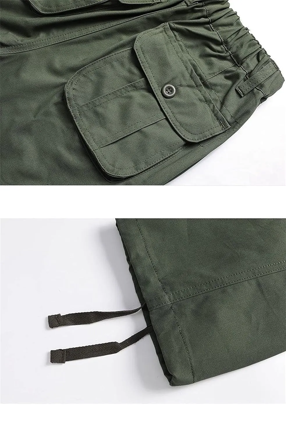 Men's Elastic Waist Cargo Pants,Casual Loose Fit Lightweight Workwear Pants Relaxed Fit Work Trousers with 6 Pockets (X-Large,Green)