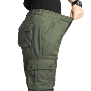 Men's Elastic Waist Cargo Pants,Casual Loose Fit Lightweight Workwear Pants Relaxed Fit Work Trousers with 6 Pockets (X-Large,Green)