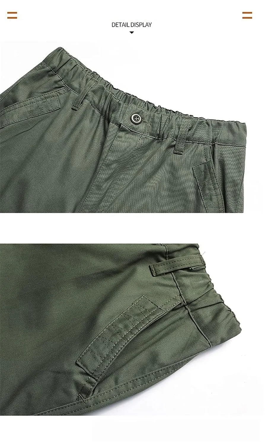 Men's Elastic Waist Cargo Pants,Casual Loose Fit Lightweight Workwear Pants Relaxed Fit Work Trousers with 6 Pockets (X-Large,Green)