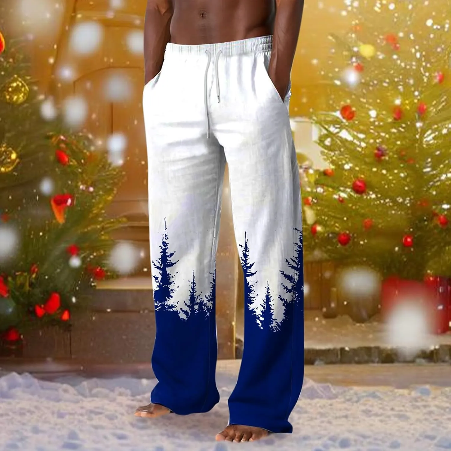 Men's Fashion Stretch Dress Pants Loose Fit Ugly Christmas Pants Comfortable Workout Sports Pants Casual Golf Pants