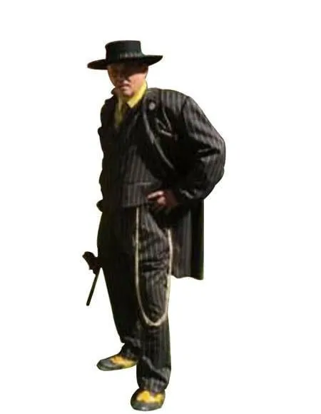 Mens Gangster Zoot Suit in 3 Colors  Chalk Stripe - Black and Red - Black and Gold - Black and White
