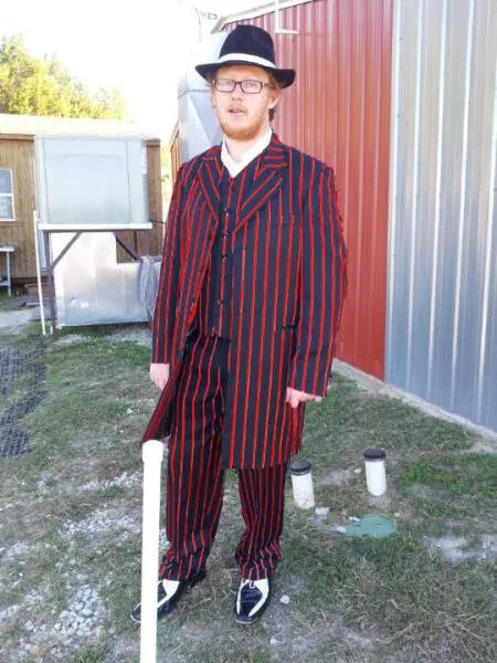 Mens Gangster Zoot Suit in 3 Colors  Chalk Stripe - Black and Red - Black and Gold - Black and White