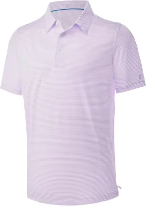 Mens Golf Polo Shirt Moisture Wicking Dry Fit Performance Athletic Short Sleeve Striped Golf Shirts for Men
