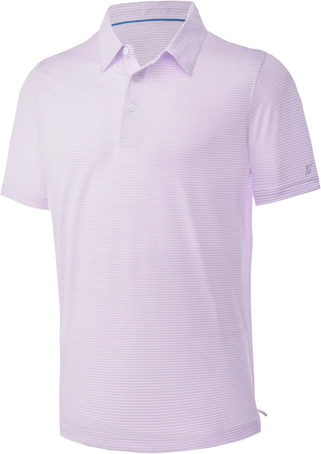 Mens Golf Polo Shirt Moisture Wicking Dry Fit Performance Athletic Short Sleeve Striped Golf Shirts for Men