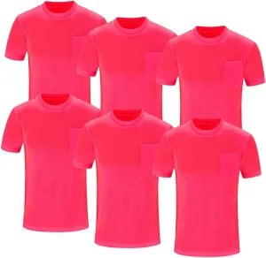 Mens High Visibility Safety Short Sleeve T-Shirt with Pocket Moisture Wicking Shirts,Multipack