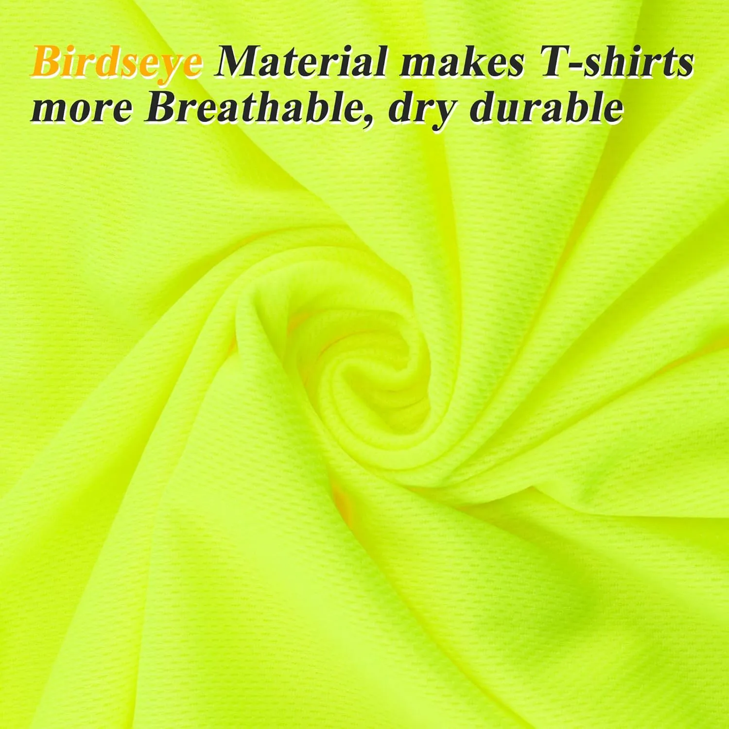 Mens High Visibility Safety Short Sleeve T-Shirt with Pocket Moisture Wicking Shirts,Multipack