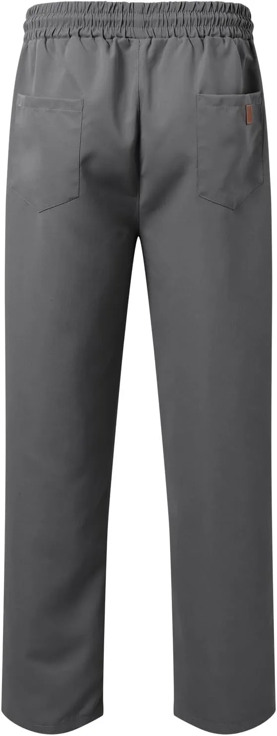 Men's Lightweight Hiking Pants Loose Casual Straight Leg Breathable Cargo Pants, Drawstring Elastic Waist Pant Pocket