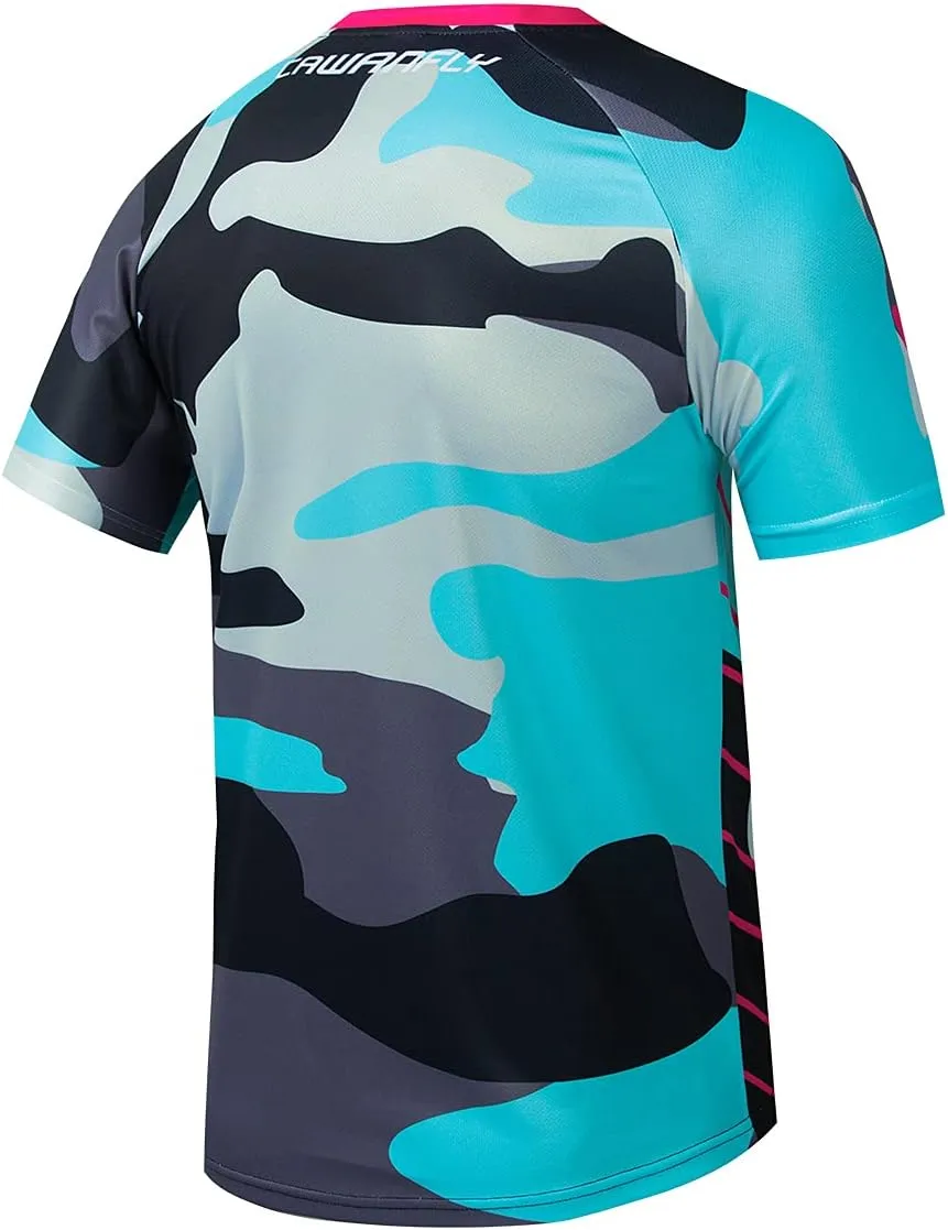 Men's Mountain Bike Jersey Short Sleeve Tops Downhill Cycling Shirts Moisture-Wicking and Quick Dry