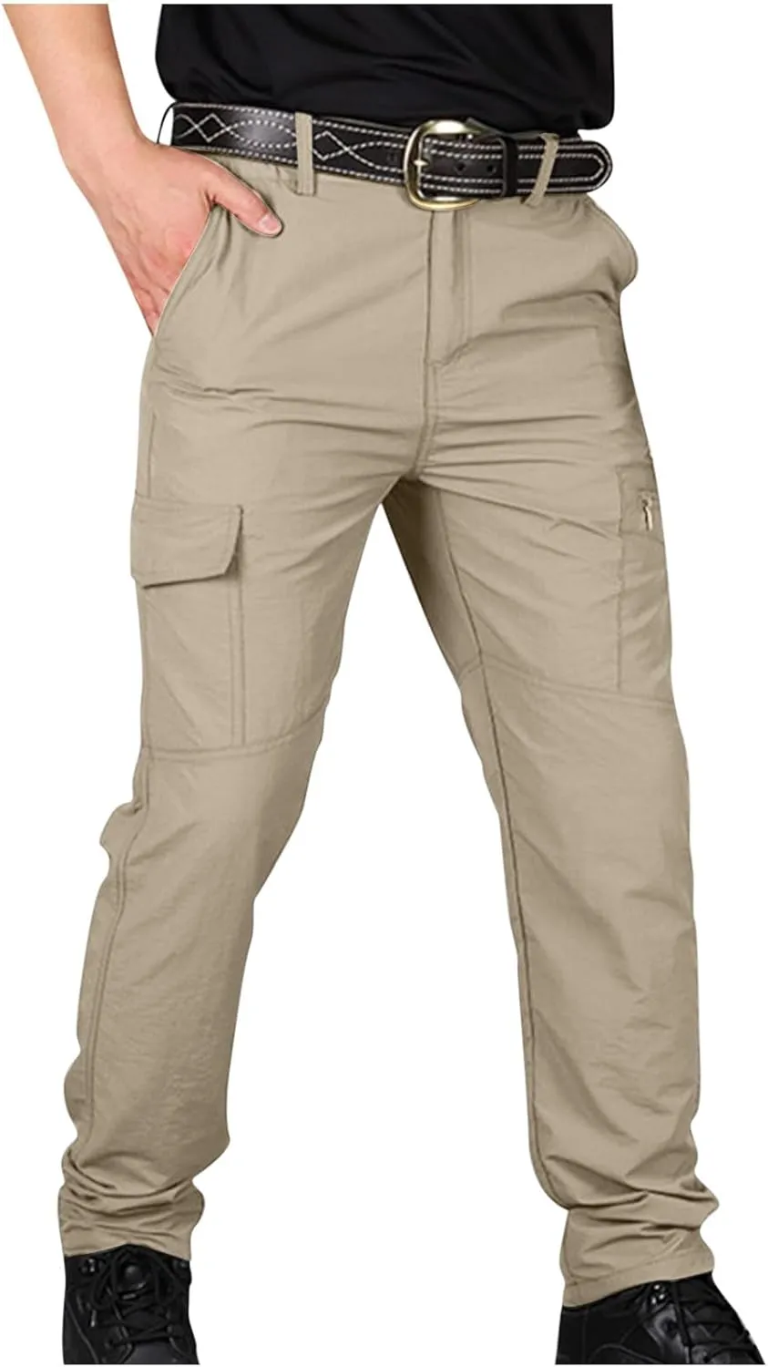Men's Outdoor Tactical Pants Durable Military Cargo Hiking Pants Lightweight Work Parachute Pants with Pockets