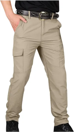Men's Outdoor Tactical Pants Durable Military Cargo Hiking Pants Lightweight Work Parachute Pants with Pockets