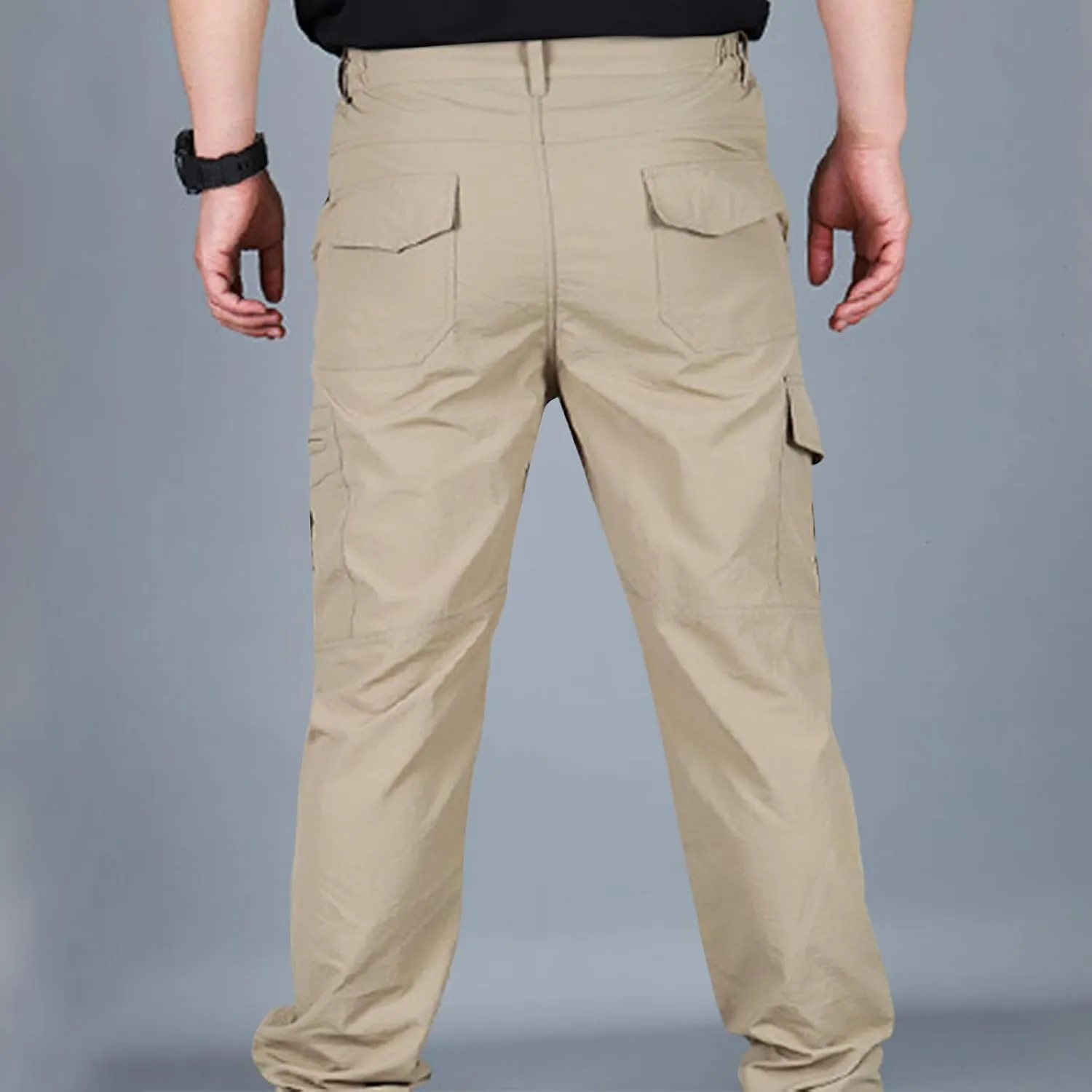 Men's Outdoor Tactical Pants Durable Military Cargo Hiking Pants Lightweight Work Parachute Pants with Pockets
