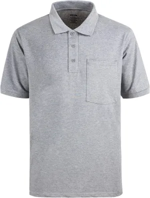 Men's Short Sleeve Polo Shirt Moisture Wicking Performance Dry Fit Golf Polo with Pocket
