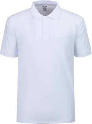 Men's Short Sleeve Polo Shirt Moisture Wicking Performance Dry Fit Golf Polo with Pocket