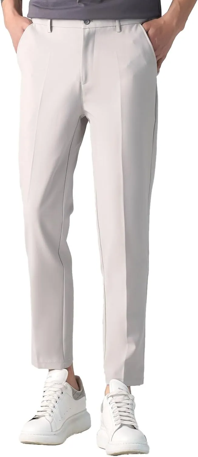 Men's Slim-Fit Harem Dress Pants Golf Pants Stretch Work Dress Pants Casual Comfy Trousers with Pockets