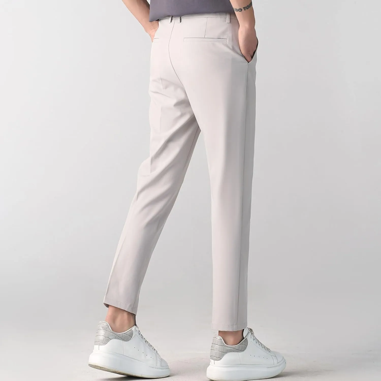 Men's Slim-Fit Harem Dress Pants Golf Pants Stretch Work Dress Pants Casual Comfy Trousers with Pockets