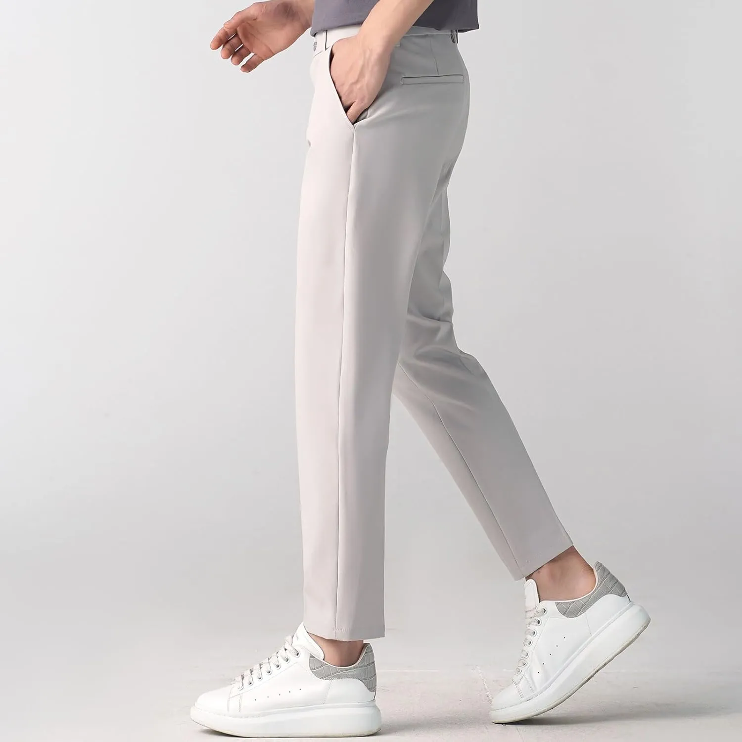 Men's Slim-Fit Harem Dress Pants Golf Pants Stretch Work Dress Pants Casual Comfy Trousers with Pockets