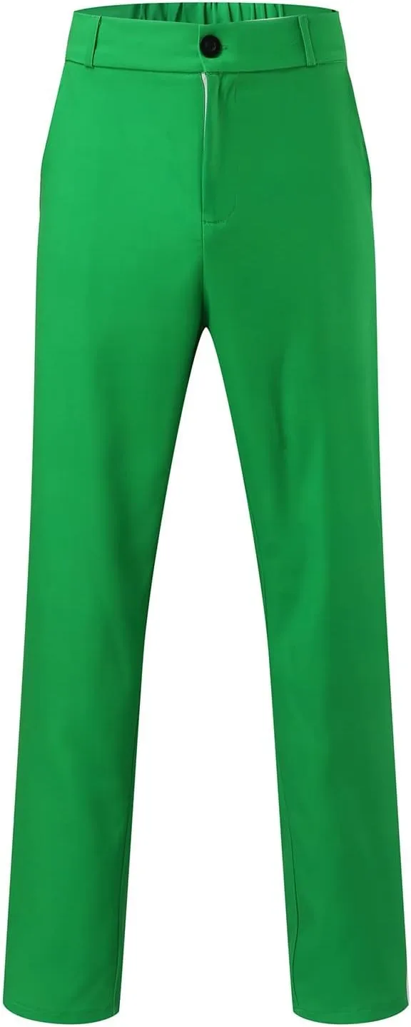 Men's Striped Dress Pant Slim Fit Stretch Flat Front Business Work Trousers Casual Color Block Pencil Dress Trousers