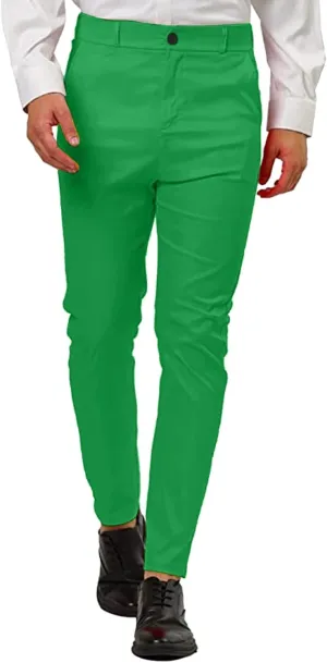 Men's Striped Dress Pant Slim Fit Stretch Flat Front Business Work Trousers Casual Color Block Pencil Dress Trousers