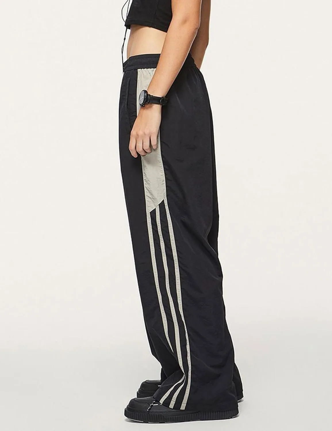 Mens Striped Track Pants Y2k Baggy Sweatpants Hip Hop Streetwear Pants Grunge Parachute Pants for Men