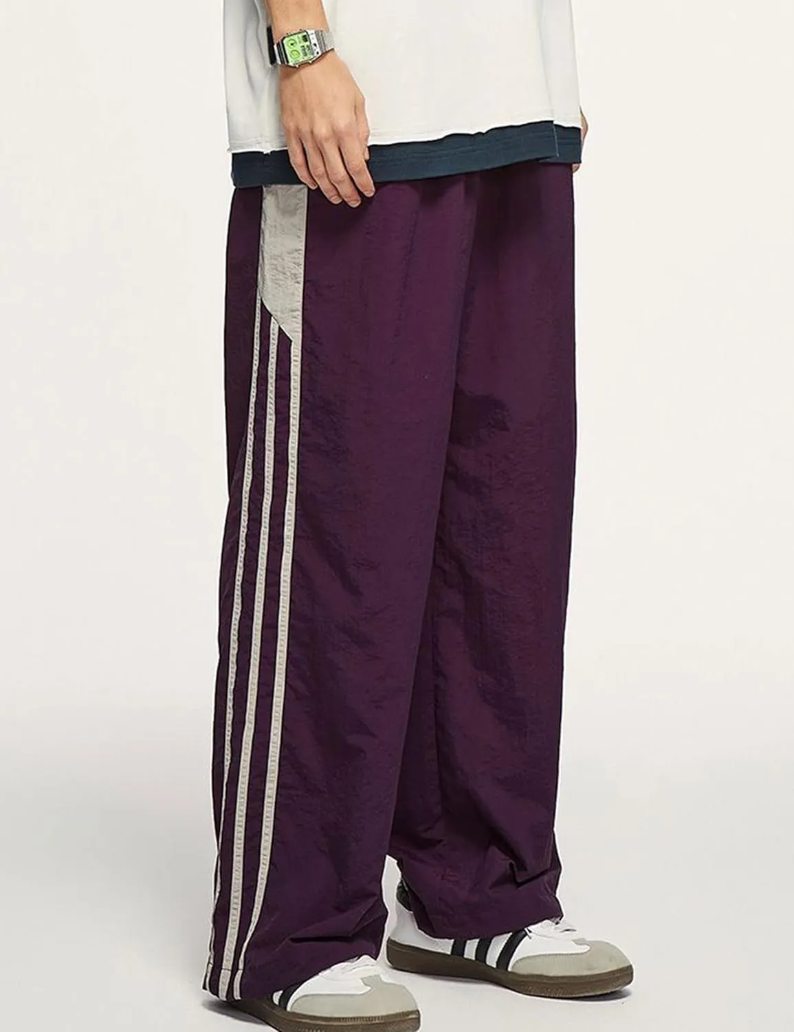 Mens Striped Track Pants Y2k Baggy Sweatpants Hip Hop Streetwear Pants Grunge Parachute Pants for Men