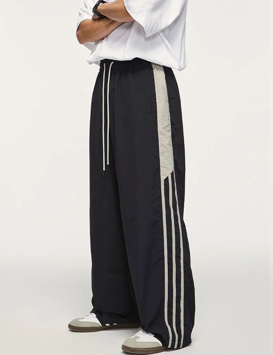 Mens Striped Track Pants Y2k Baggy Sweatpants Hip Hop Streetwear Pants Grunge Parachute Pants for Men