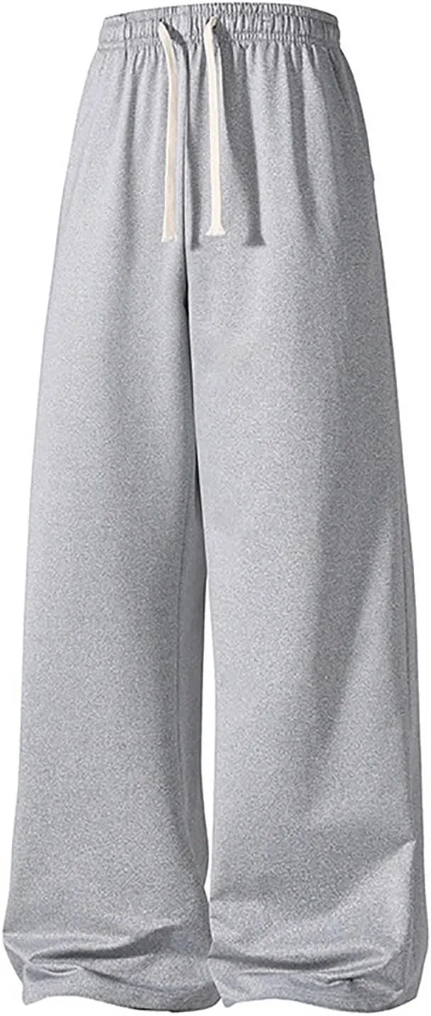 Mens Sweatpants Casual Loose Drawstring Pocket Straight Lengthened Big and Tall Suit Pants for Men