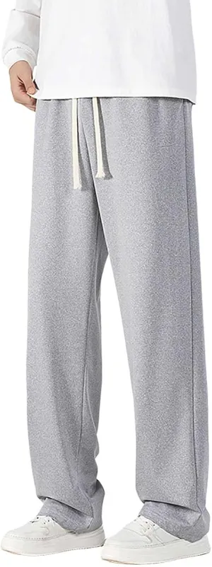 Mens Sweatpants Casual Loose Drawstring Pocket Straight Lengthened Big and Tall Suit Pants for Men