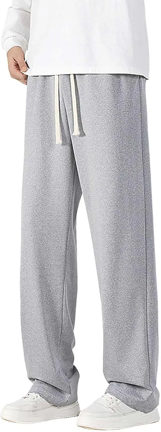 Mens Sweatpants Casual Loose Drawstring Pocket Straight Lengthened Big and Tall Suit Pants for Men
