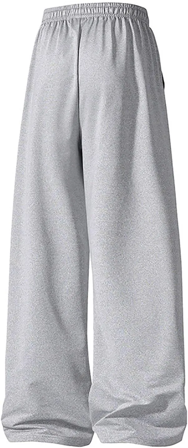 Mens Sweatpants Casual Loose Drawstring Pocket Straight Lengthened Big and Tall Suit Pants for Men