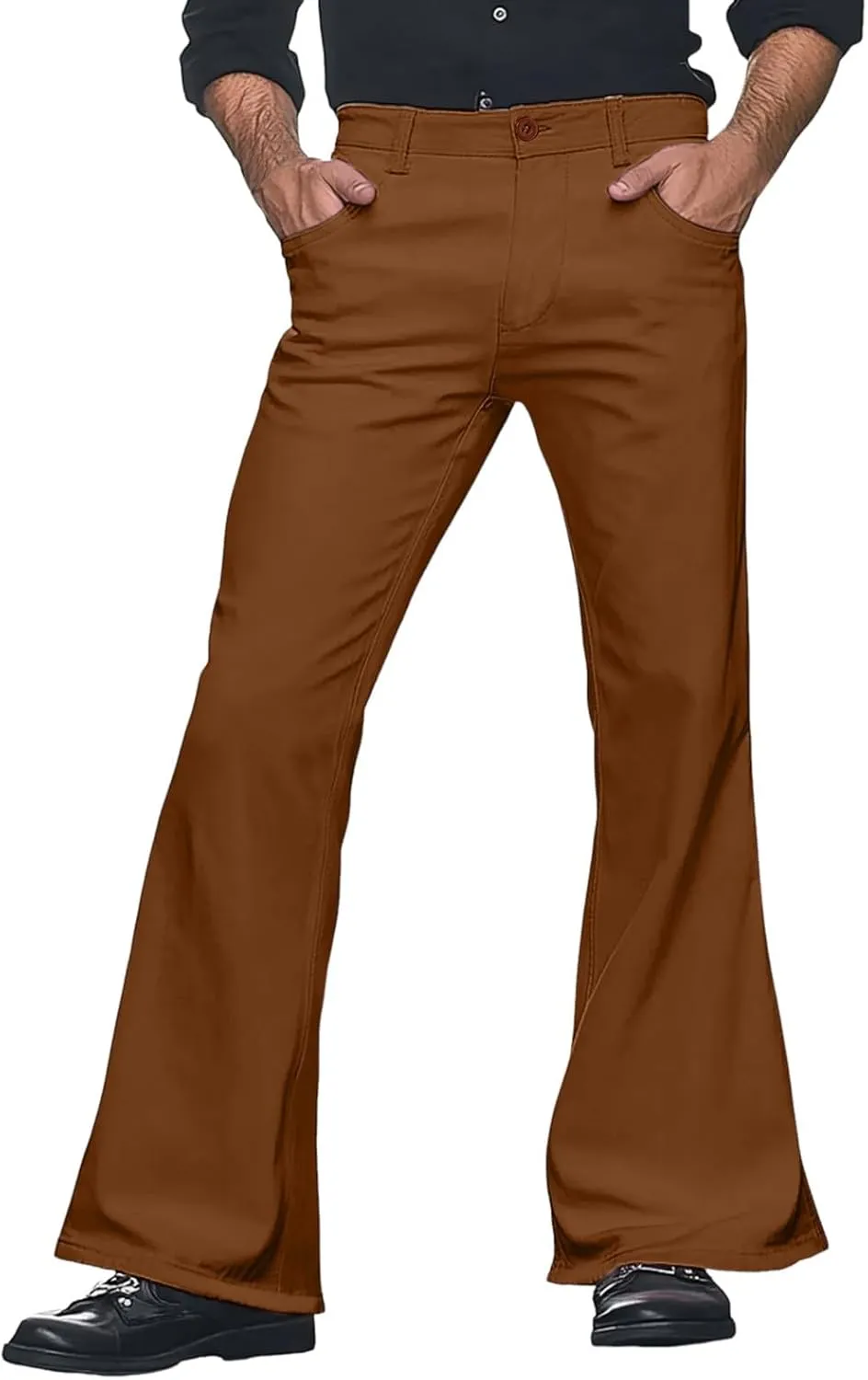 Mens Sweatpants Men's Solid Color Bell-Bottom Belt Pocket Casual Big Trousers Loose Legs Suit Pants for Men