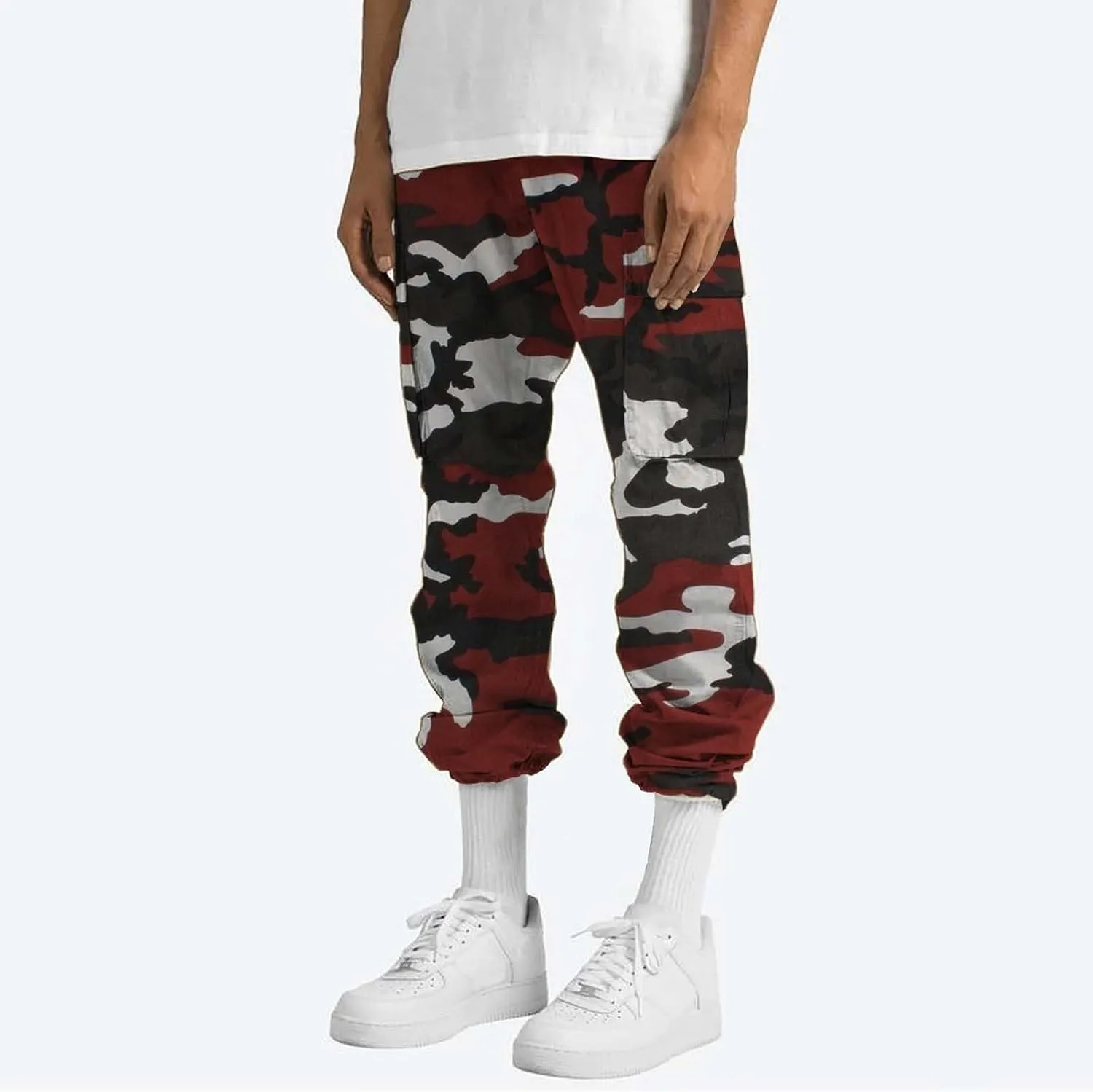 Men's Sweatpants Tapered Joggers Pants Drawstring Stretch Elastic Waist Tapered Pants Gym Running Workout Jogger Pant