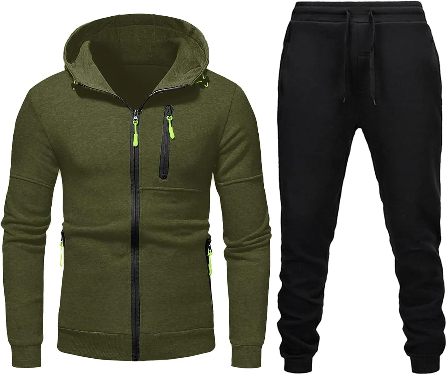 Men's Tracksuit Set Winter 2 Piece Outfits Plus Size Full Zip Hoodie Jackets Sweatpants Sets Stylish Sport Sweatsuit