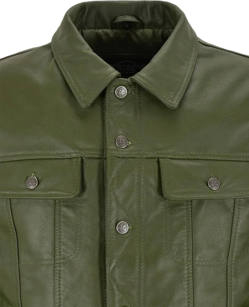 Mens Trucker Leather Jacket Vintage Genuine Lambskin Leather Jacket Men Shirt Style Man Leather Jacket